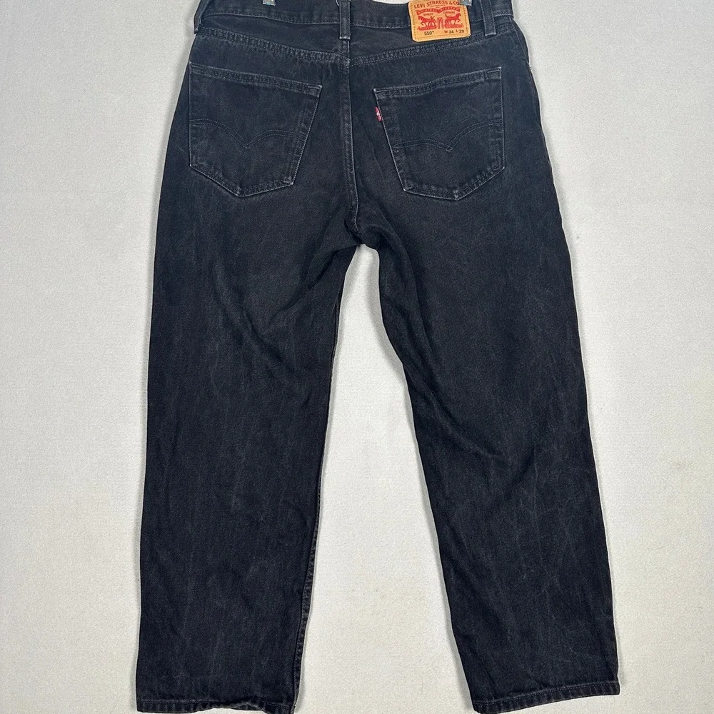 Levi's 550 Jeans Mens 34x29 Relaxed Fit Black Denim Tapered Leg EUC